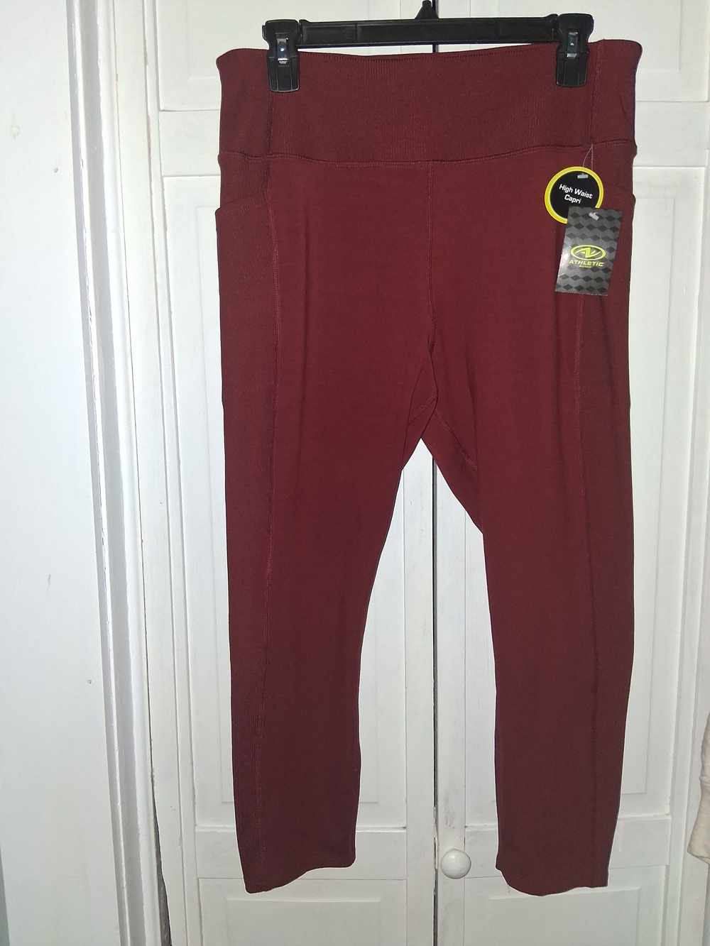 Athletic Works Girls' High Waist Burgundy Leggings